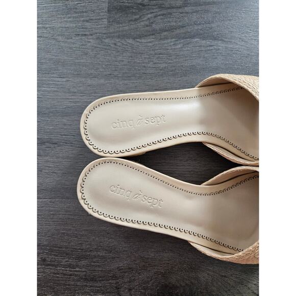Cinq a Sept Women's Tan Raffia Dani Slide NWOB Size 37.5 - Picture 7 of 10